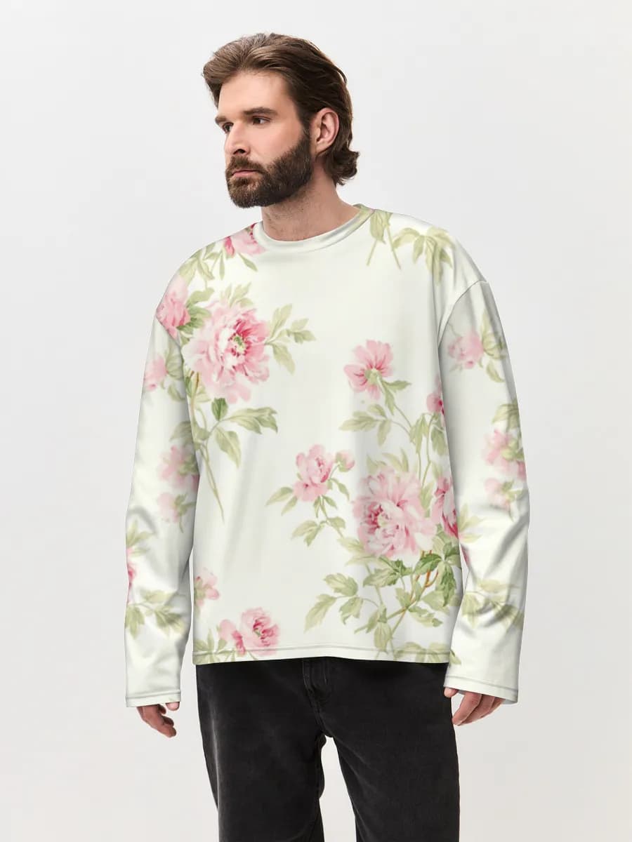 Camiseta de manga larga de algodón extragrande para hombre