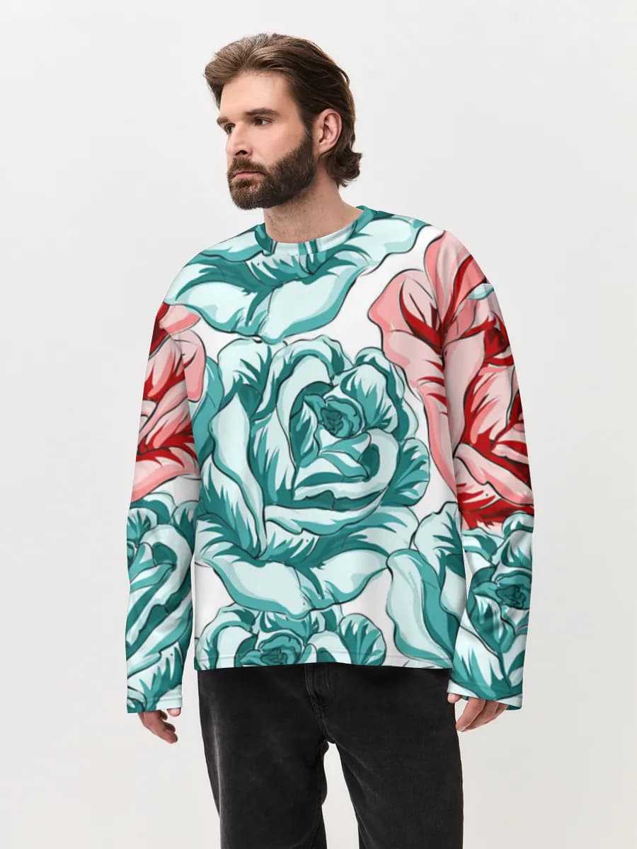 Camiseta de manga larga de algodón extragrande para hombre