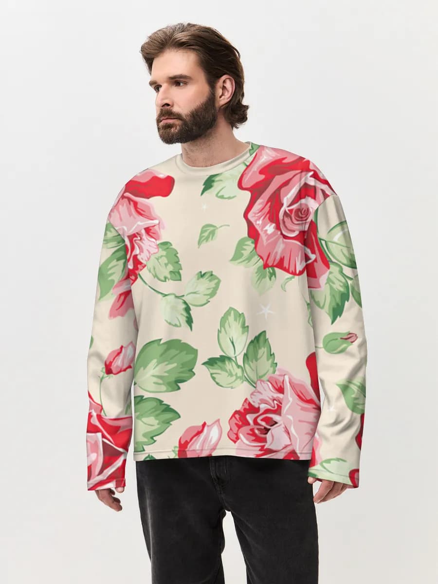 Herren Oversized Baumwoll Langarmshirt
