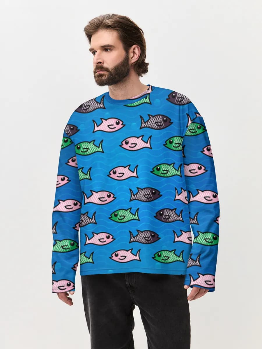 T-shirt Manches Longues Coton Oversize Homme