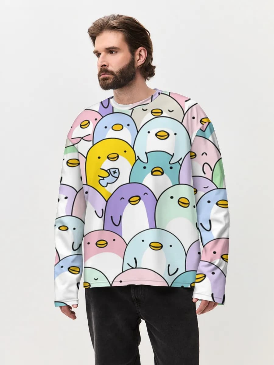 Camiseta de manga larga de algodón extragrande para hombre