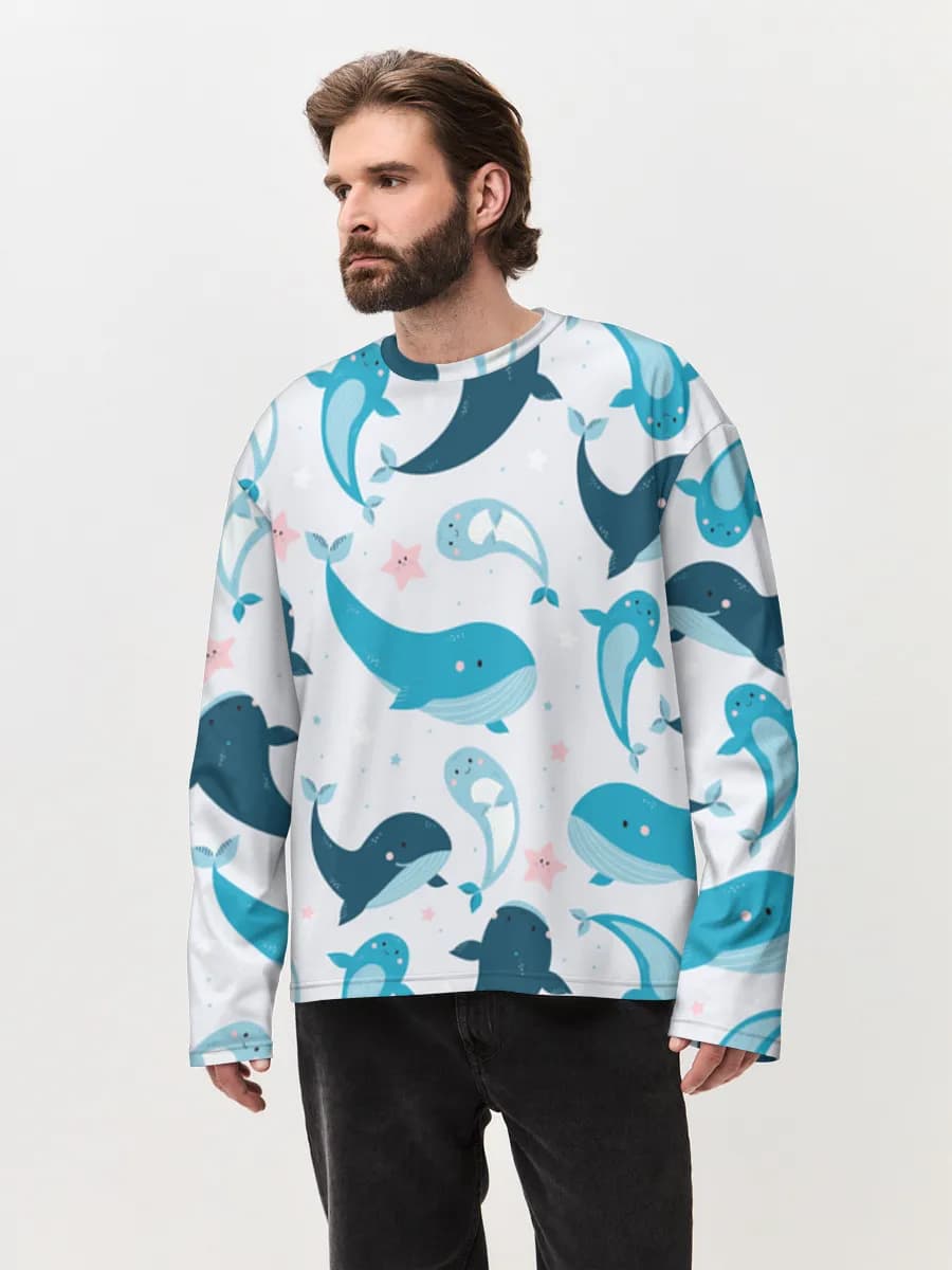 Camiseta de manga larga de algodón extragrande para hombre