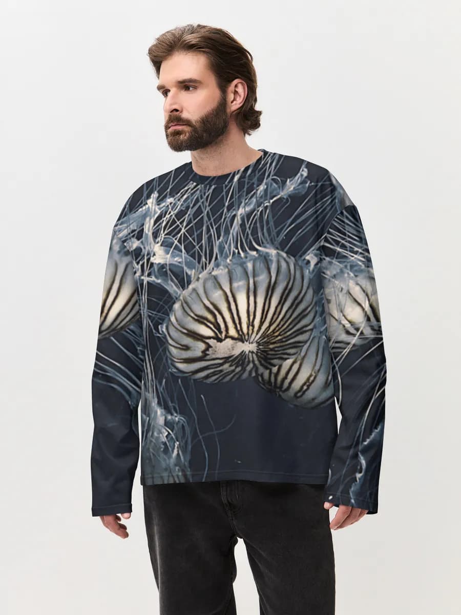 Camiseta de manga larga de algodón extragrande para hombre