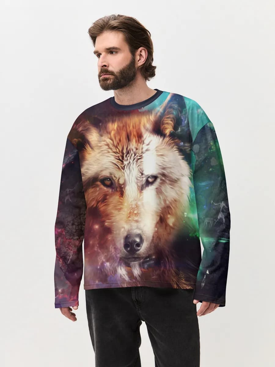 Camiseta de manga larga de algodón extragrande para hombre