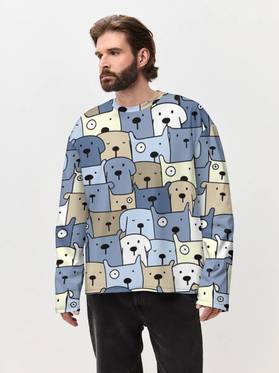 Camiseta de manga larga de algodón extragrande para hombre