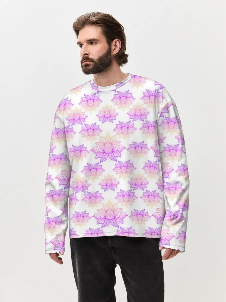 Herren Oversized Baumwoll Langarmshirt