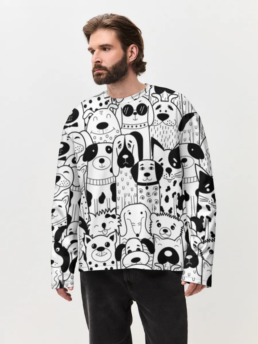 Herren Oversized Baumwoll Langarmshirt