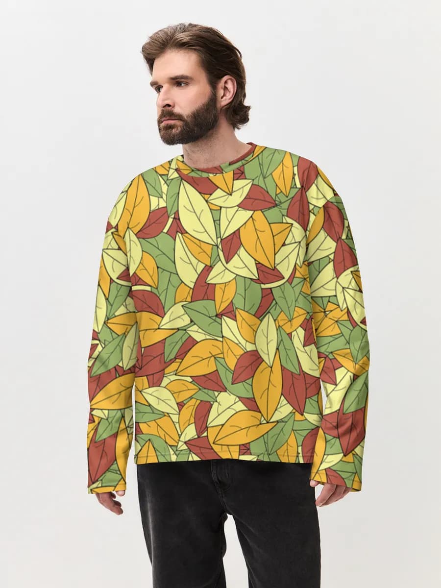 Herren Oversized Baumwoll Langarmshirt