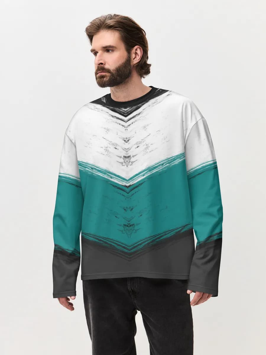 Camiseta de manga larga de algodón extragrande para hombre