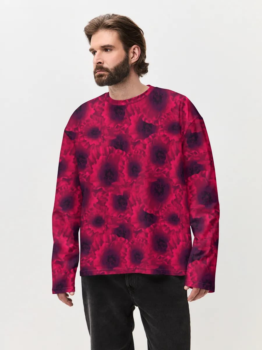 Herren Oversized Baumwoll Langarmshirt