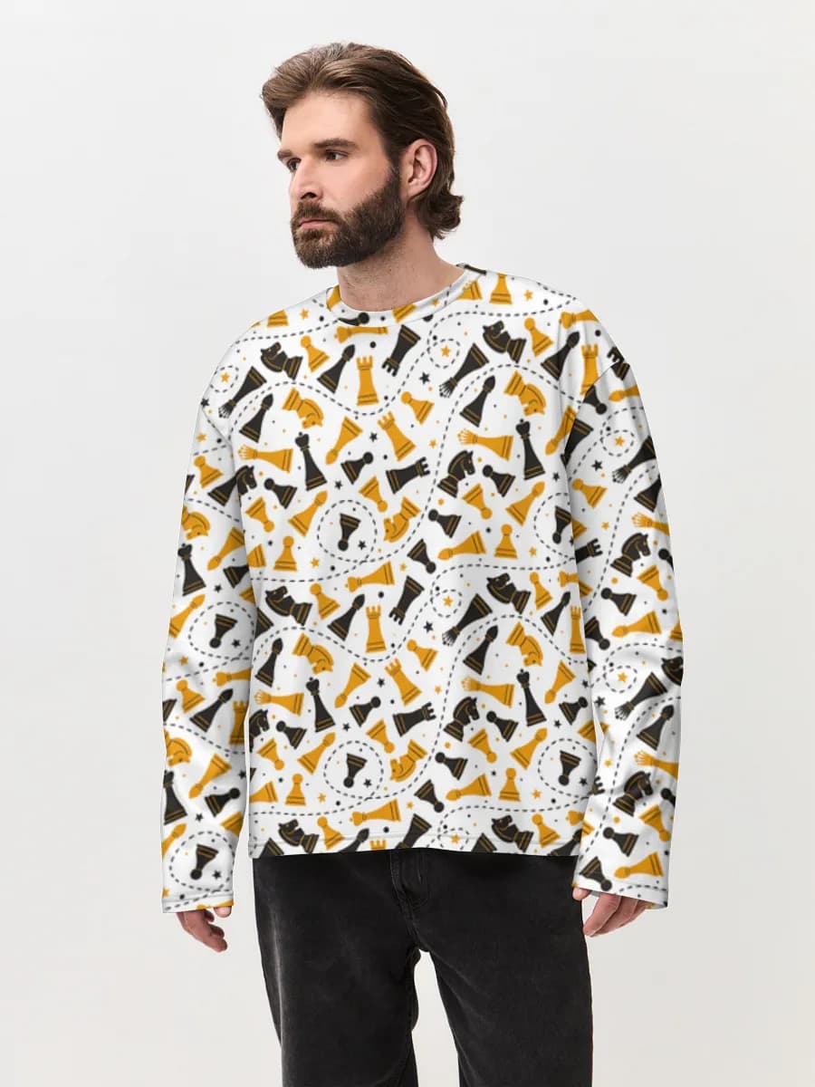 Camiseta de manga larga de algodón extragrande para hombre