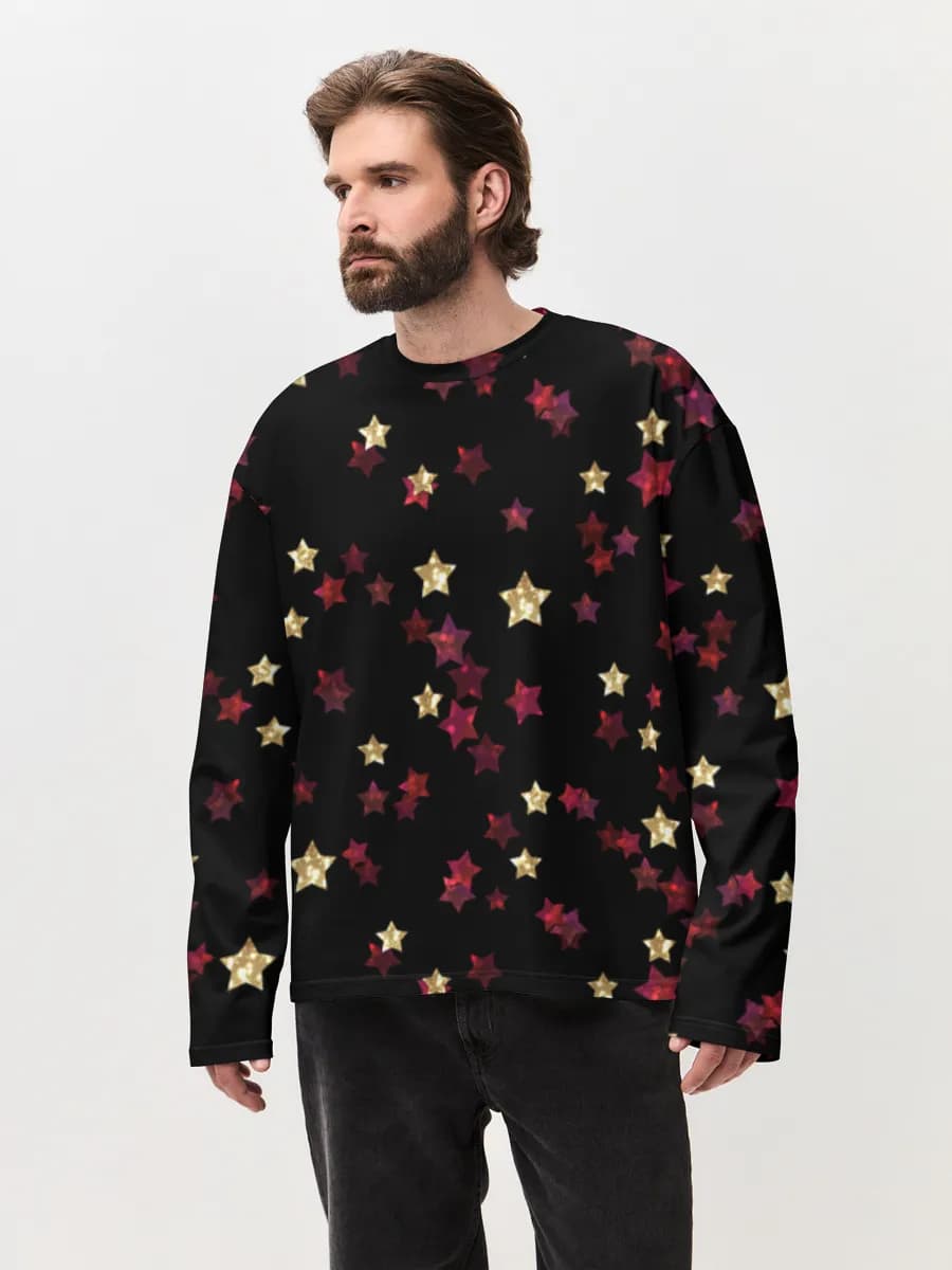 Herren Oversized Baumwoll Langarmshirt