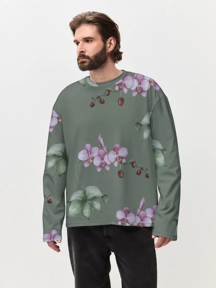 Herren Oversized Baumwoll Langarmshirt