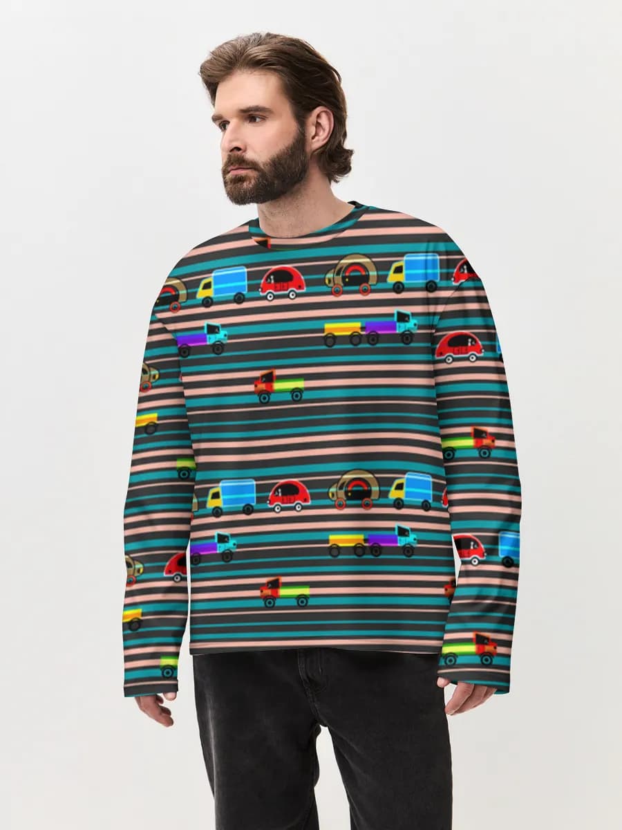 Herren Oversized Baumwoll Langarmshirt