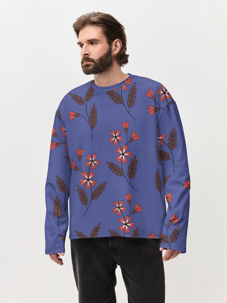 Camiseta de manga larga de algodón extragrande para hombre