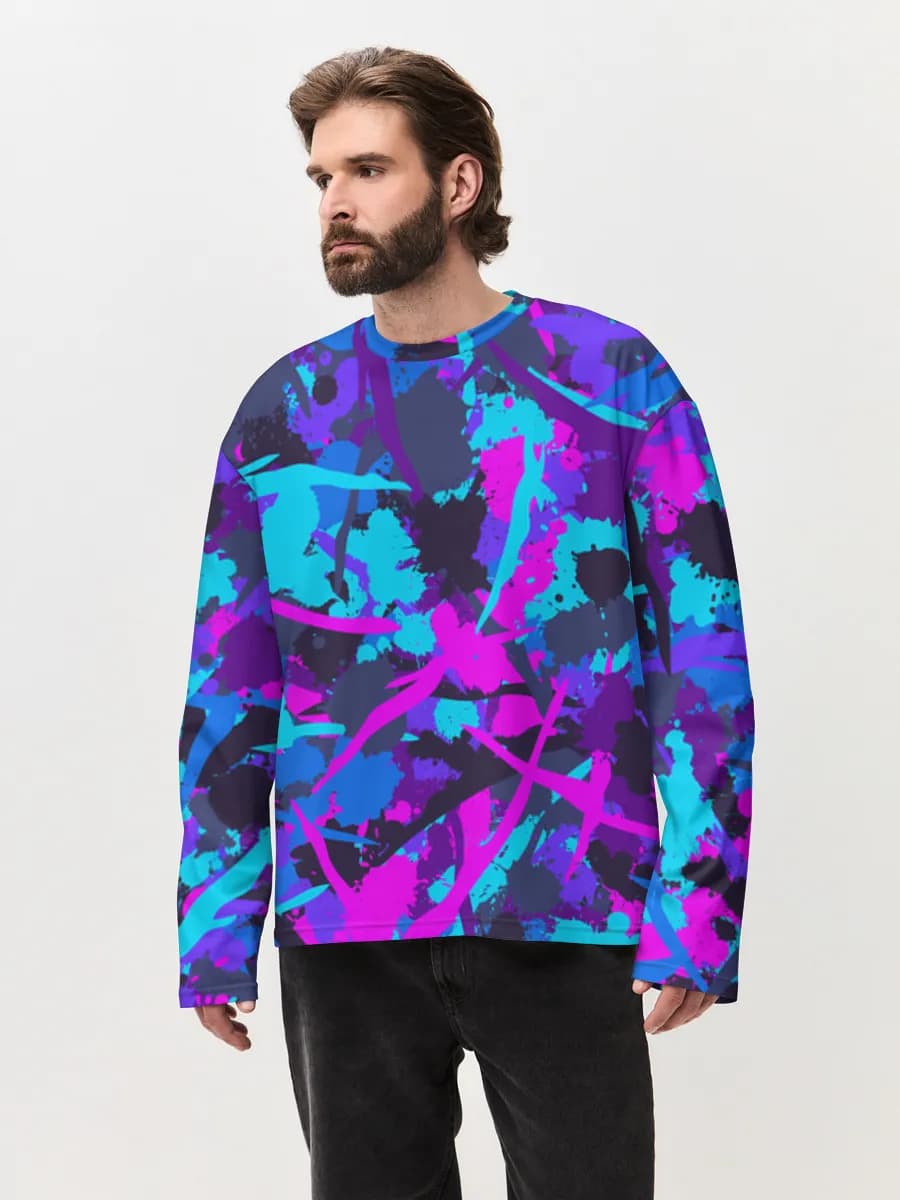 Camiseta de manga larga de algodón extragrande para hombre