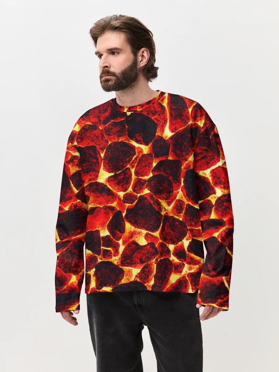 Herren Oversized Baumwoll Langarmshirt