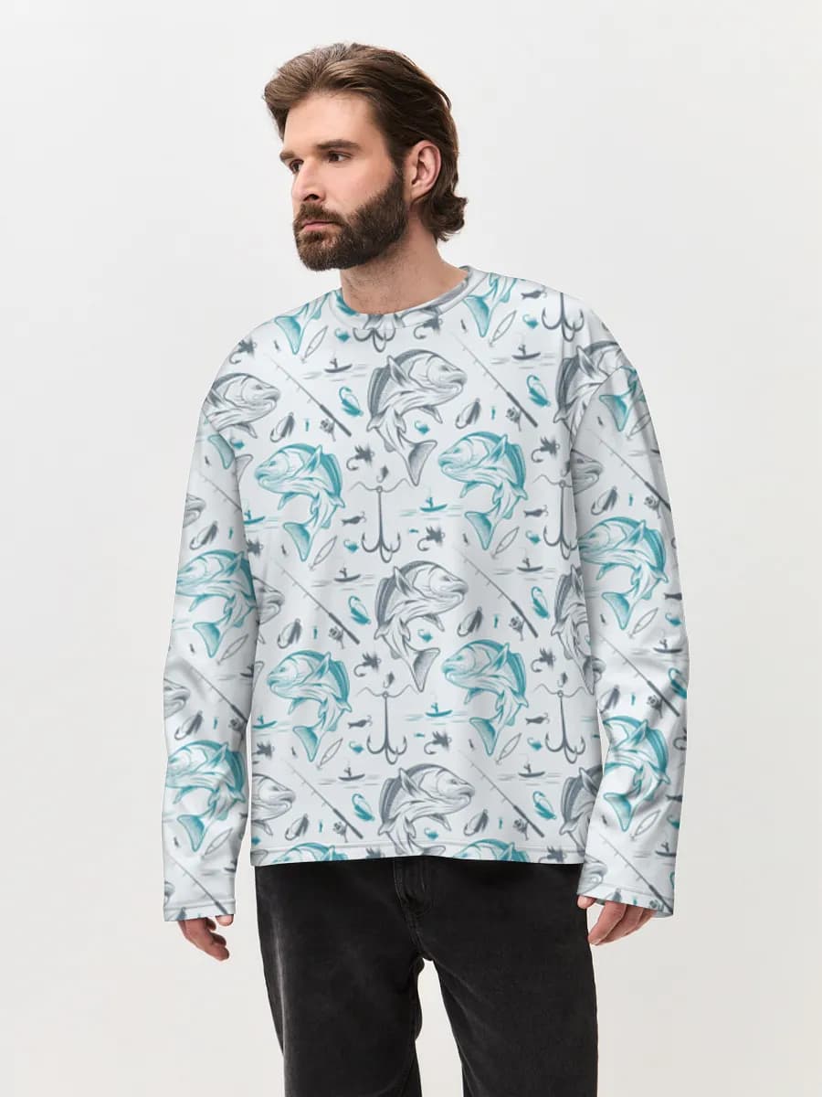 Herren Oversized Baumwoll Langarmshirt