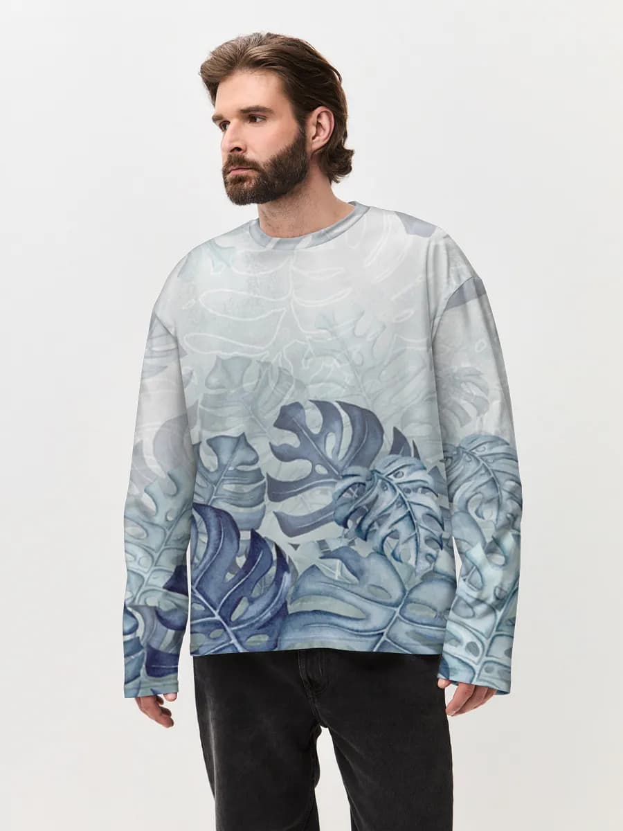 Herren Oversized Baumwoll Langarmshirt