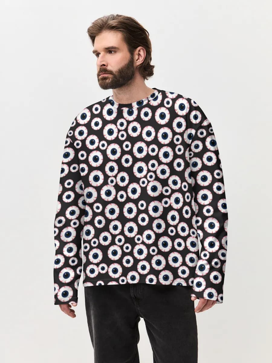 Herren Oversized Baumwoll Langarmshirt