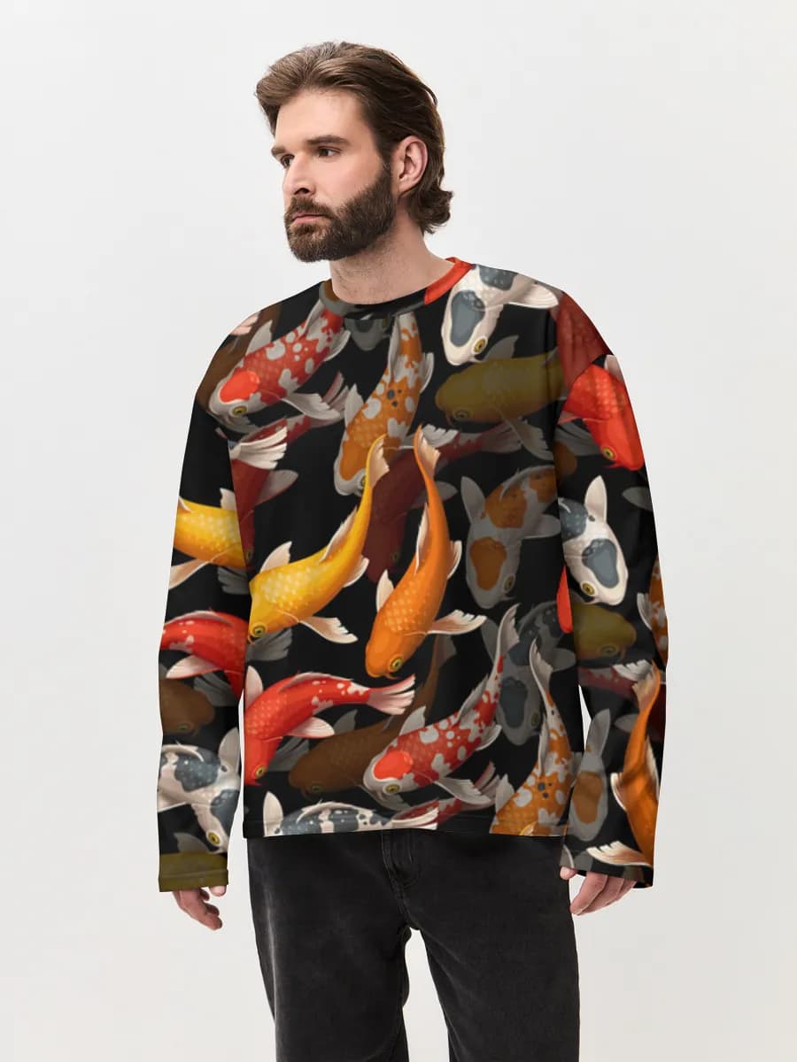 Camiseta de manga larga de algodón extragrande para hombre