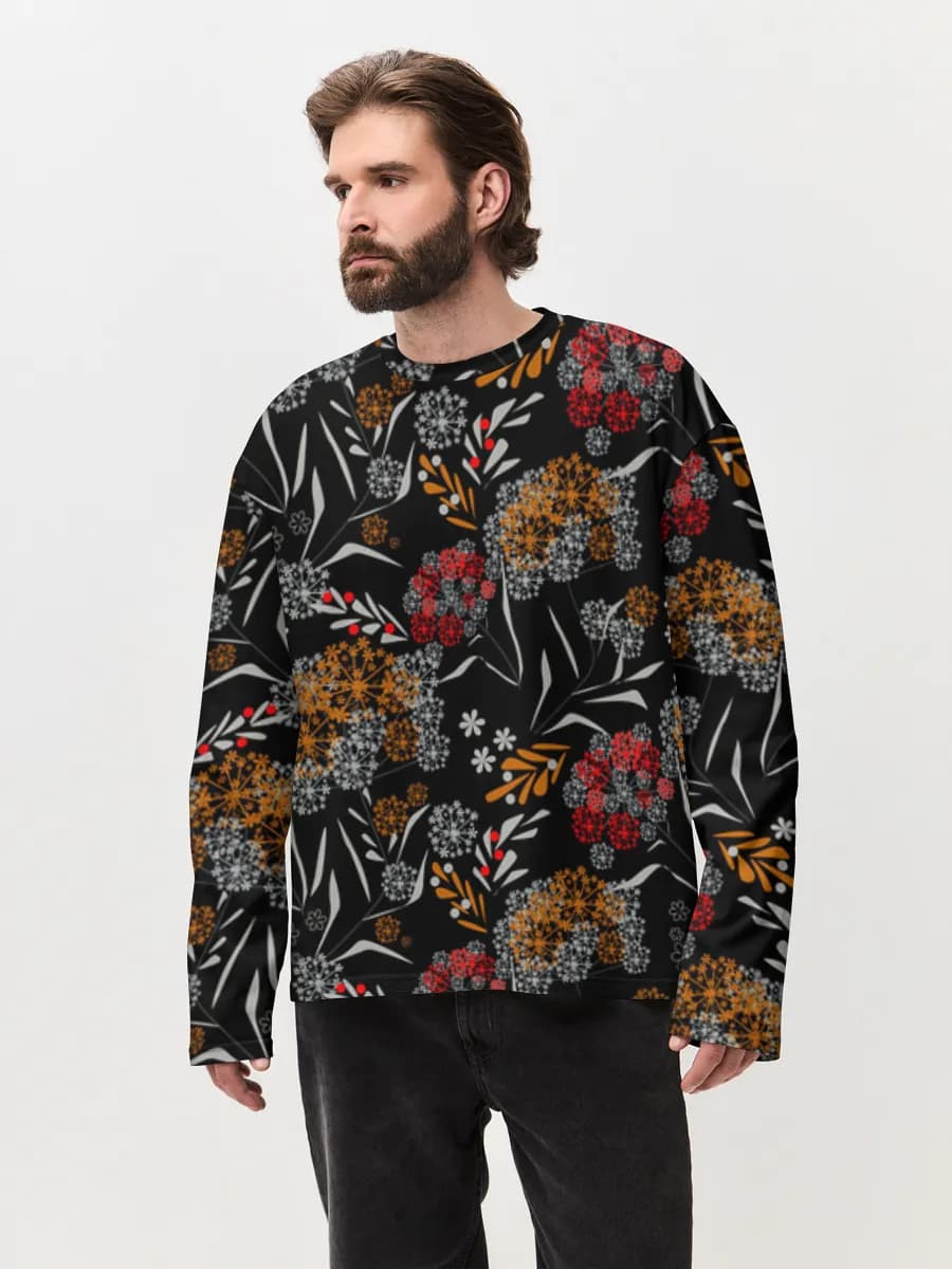 Camiseta de manga larga de algodón extragrande para hombre