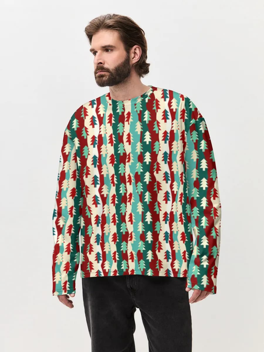 Camiseta de manga larga de algodón extragrande para hombre