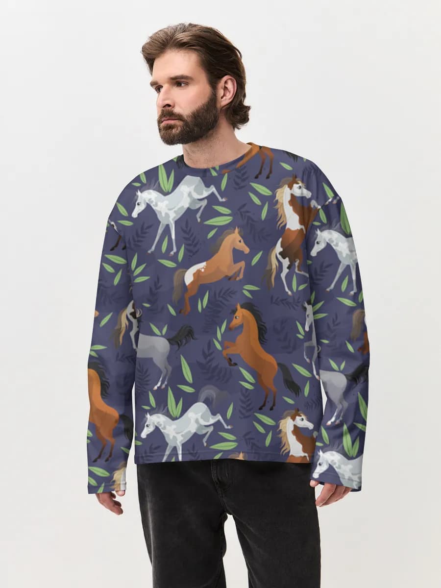 Camiseta de manga larga de algodón extragrande para hombre