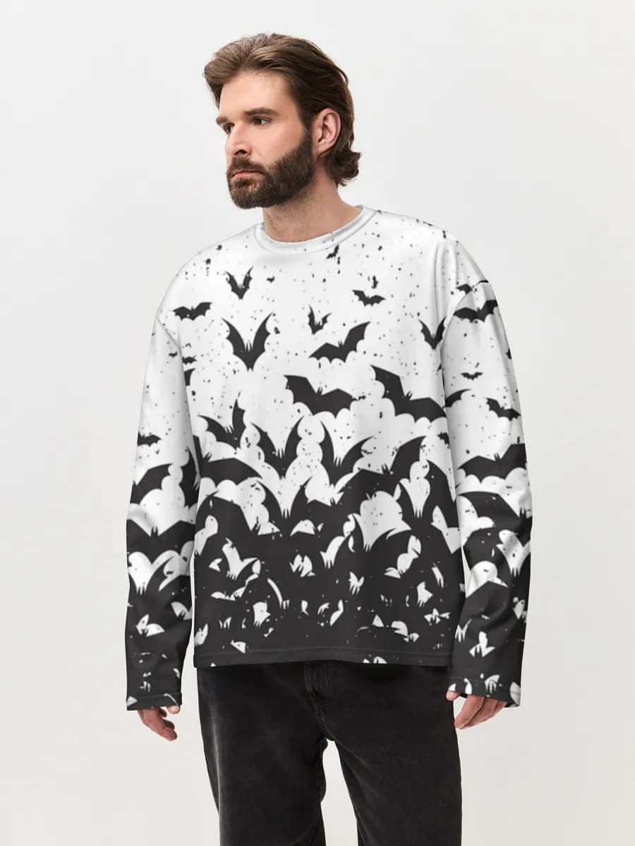 Herren Oversized Baumwoll Langarmshirt