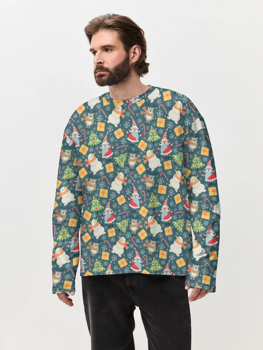 Herren Oversized Baumwoll Langarmshirt