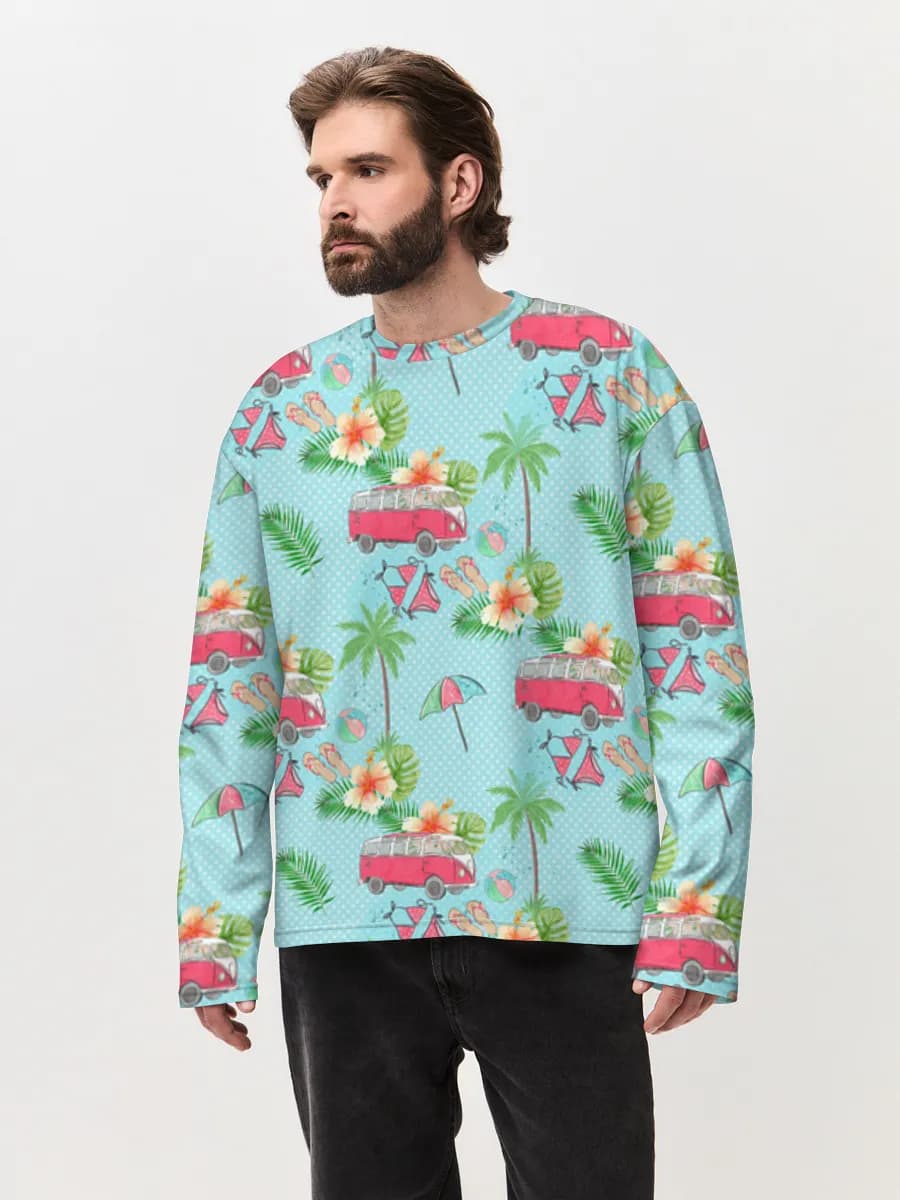 Camiseta de manga larga de algodón extragrande para hombre