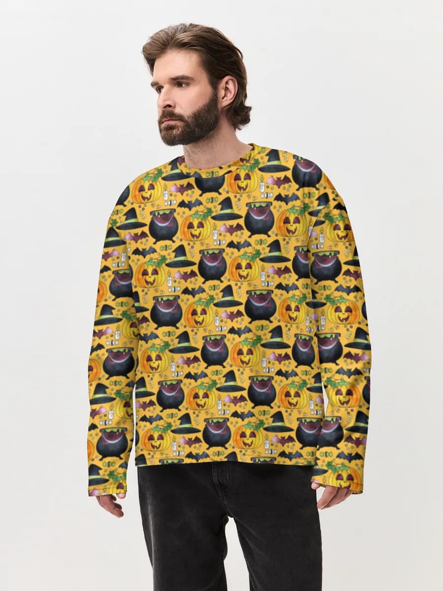 Herren Oversized Baumwoll Langarmshirt