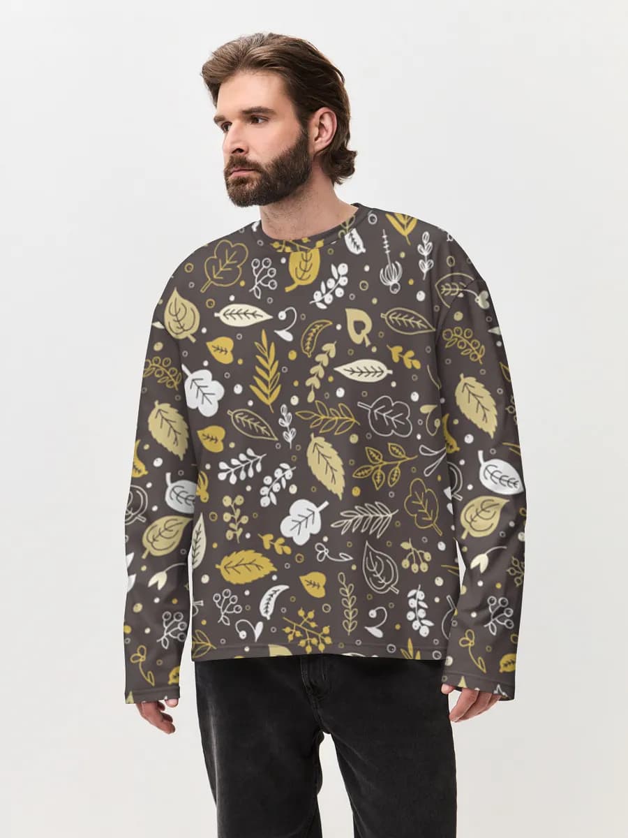 Herren Oversized Baumwoll Langarmshirt
