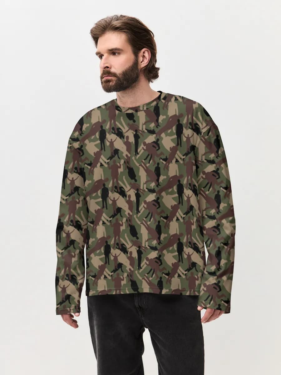 Herren Oversized Baumwoll Langarmshirt