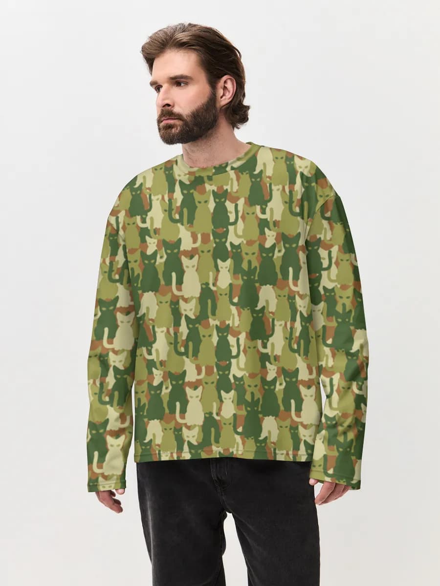 Camiseta de manga larga de algodón extragrande para hombre