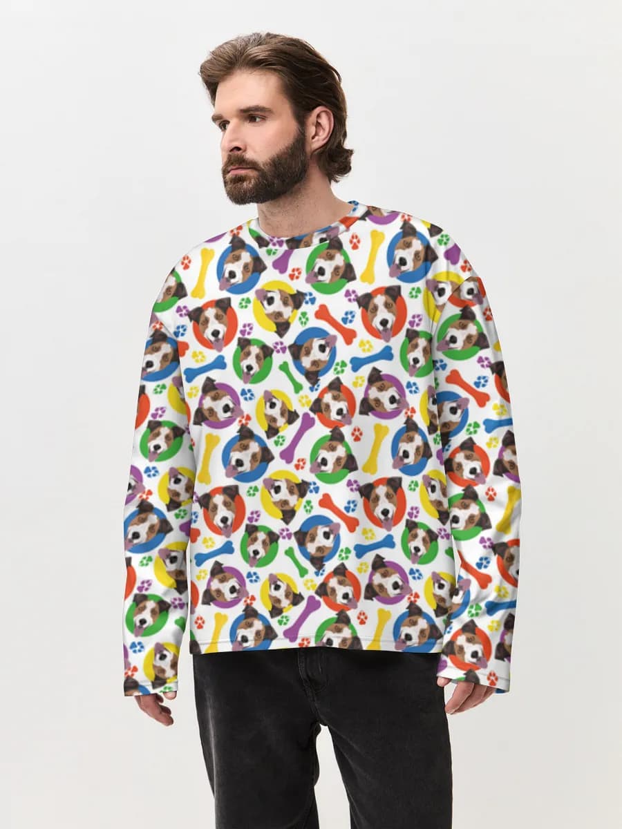 Camiseta de manga larga de algodón extragrande para hombre