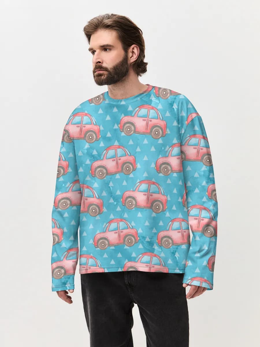 Herren Oversized Baumwoll Langarmshirt