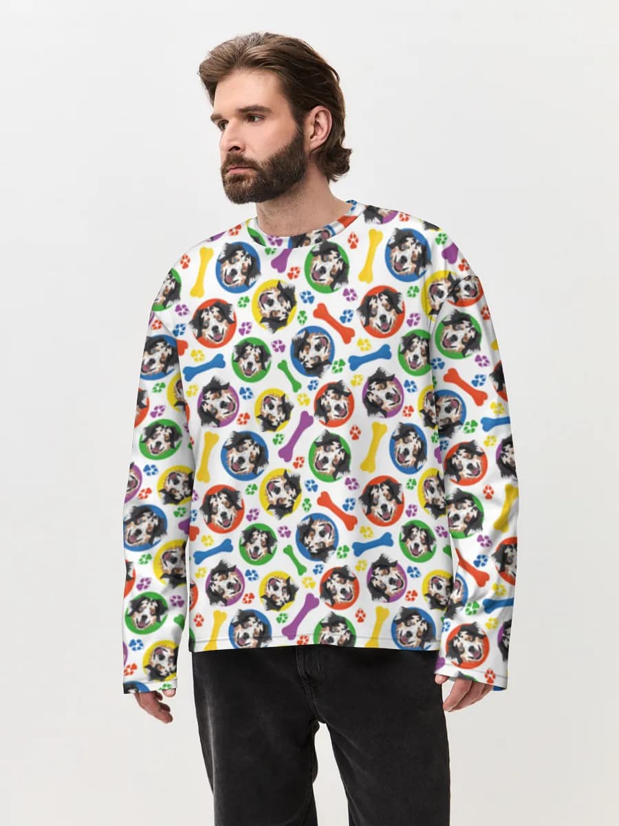 Herren Oversized Baumwoll Langarmshirt