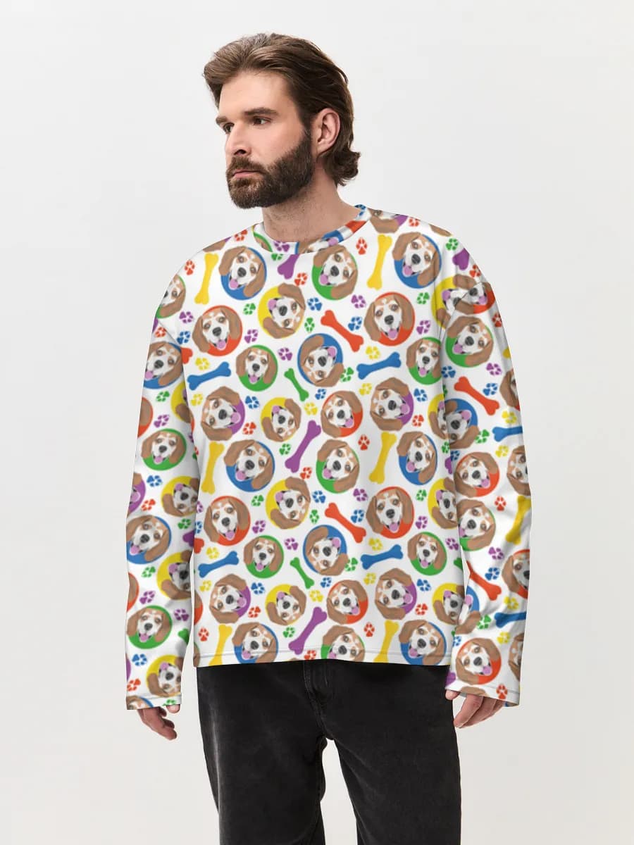 Camiseta de manga larga de algodón extragrande para hombre