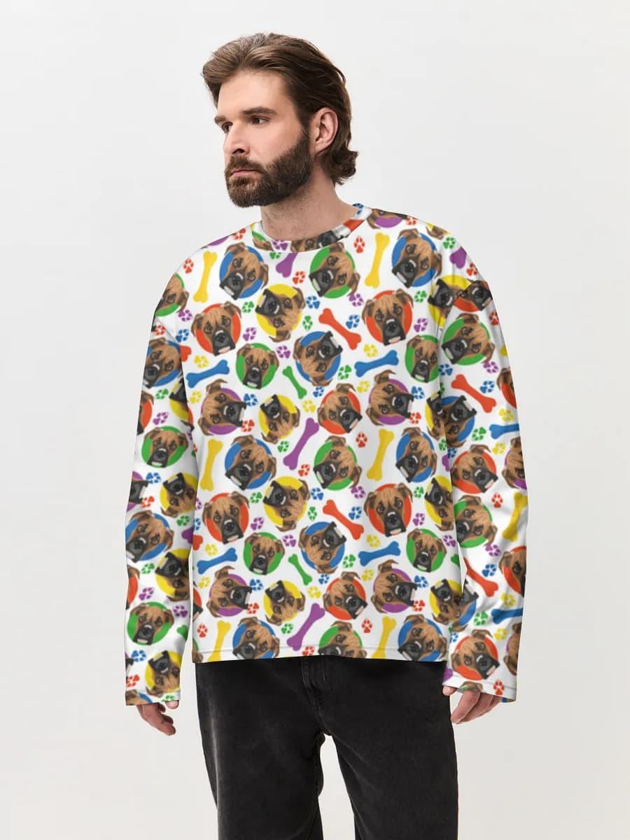 Herren Oversized Baumwoll Langarmshirt