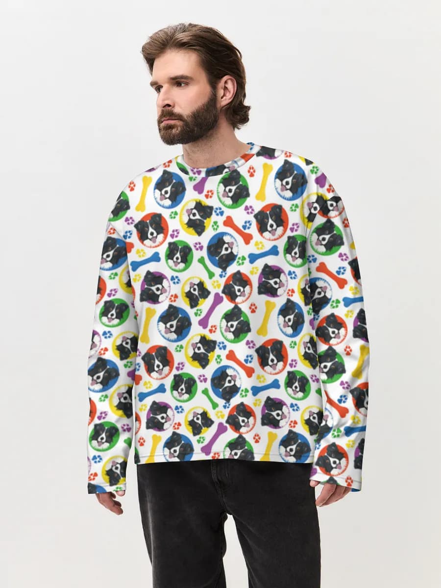 Camiseta de manga larga de algodón extragrande para hombre