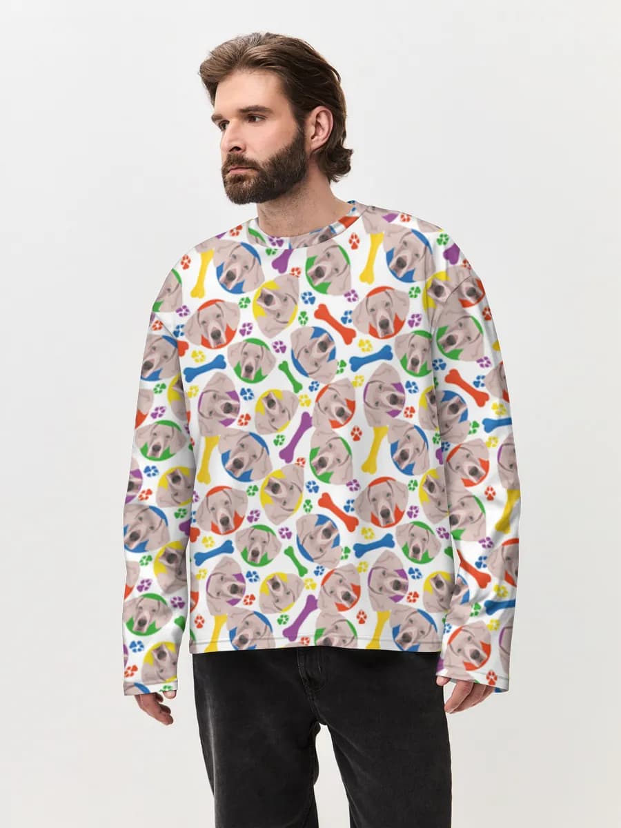 Herren Oversized Baumwoll Langarmshirt