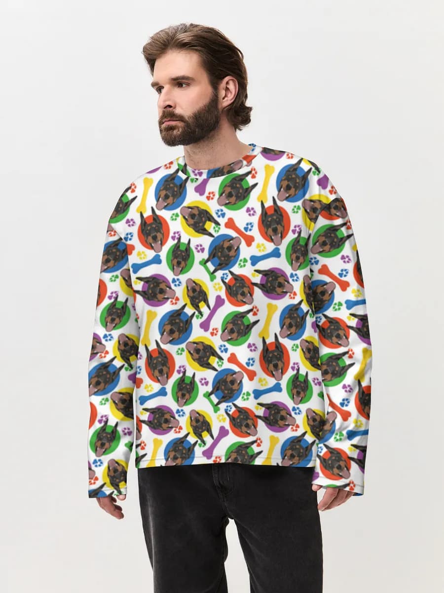 Herren Oversized Baumwoll Langarmshirt