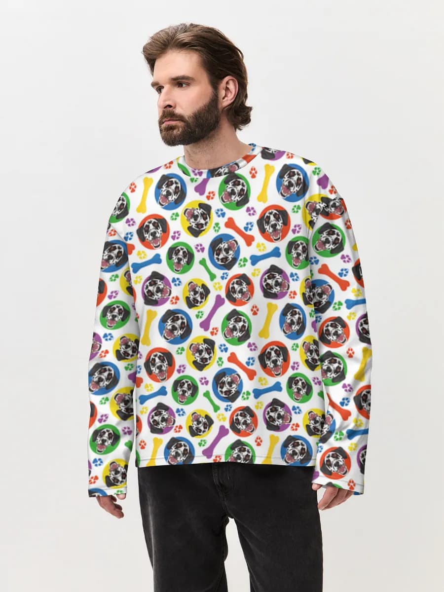 Herren Oversized Baumwoll Langarmshirt