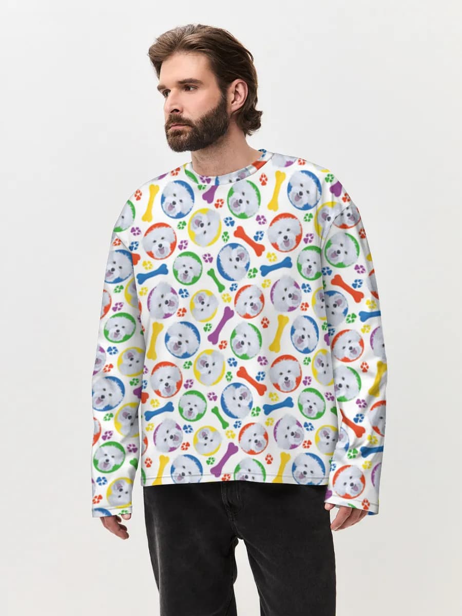 Herren Oversized Baumwoll Langarmshirt