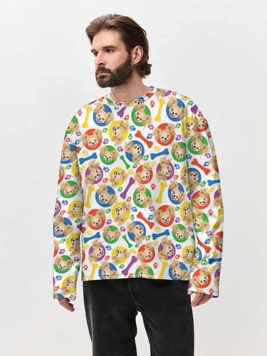 Herren Oversized Baumwoll Langarmshirt