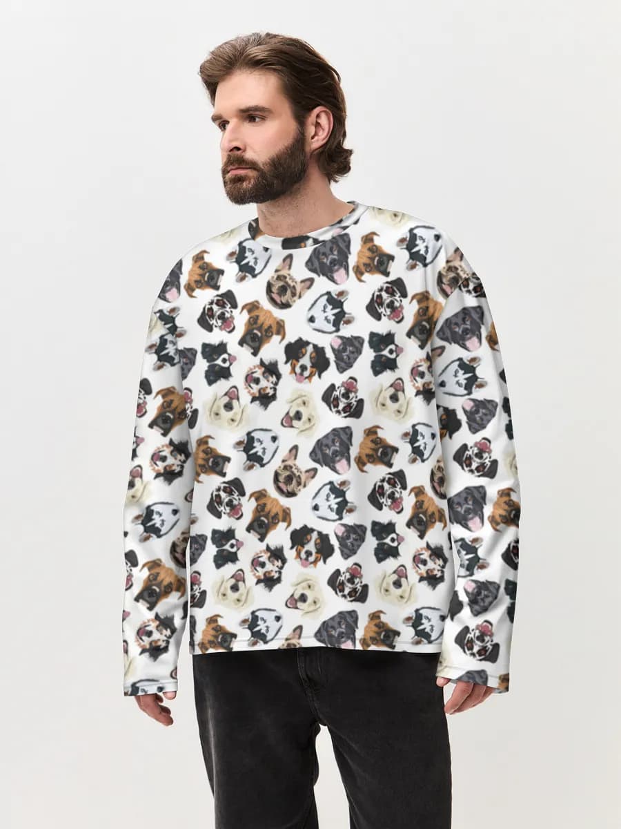 Camiseta de manga larga de algodón extragrande para hombre