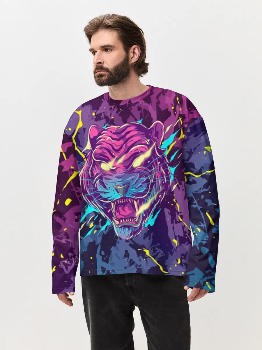 Herren Oversized Baumwoll Langarmshirt