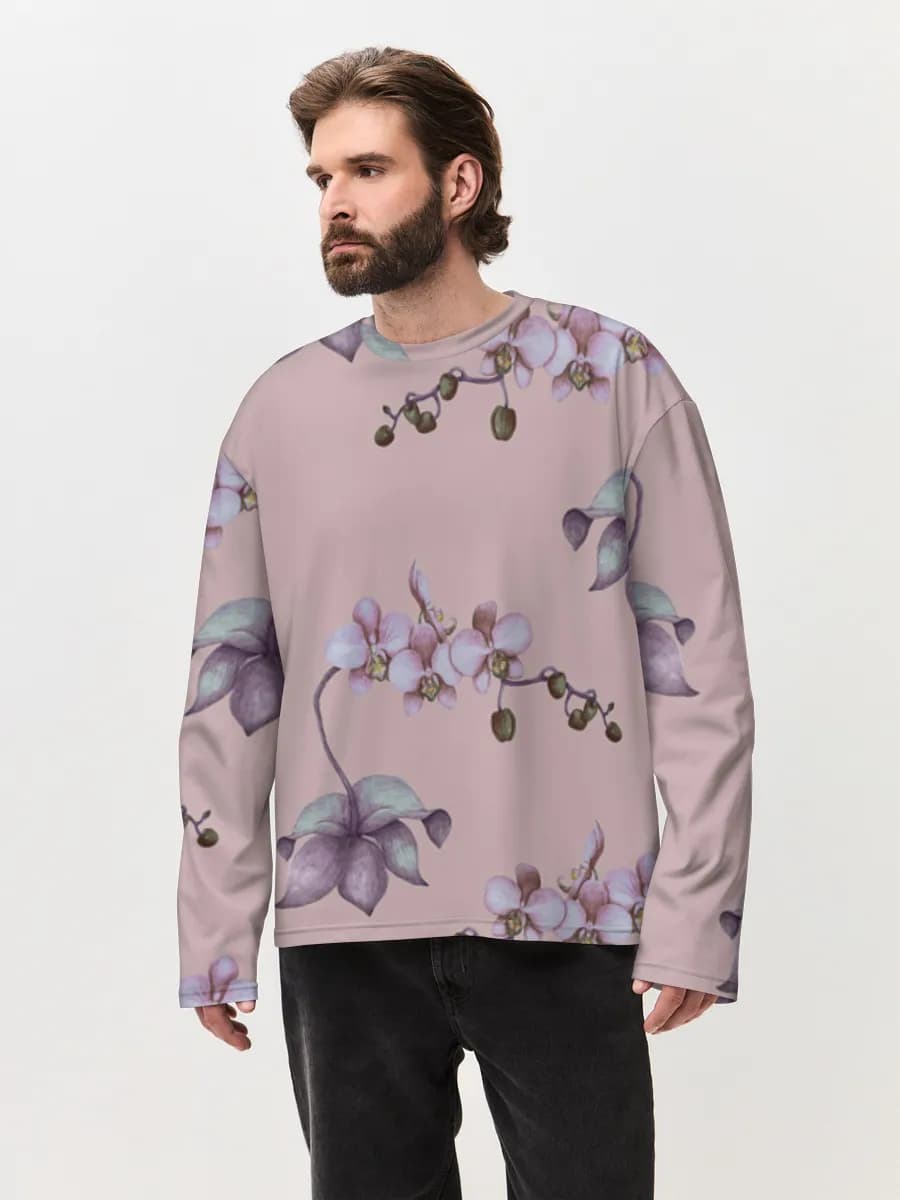 Camiseta de manga larga de algodón extragrande para hombre