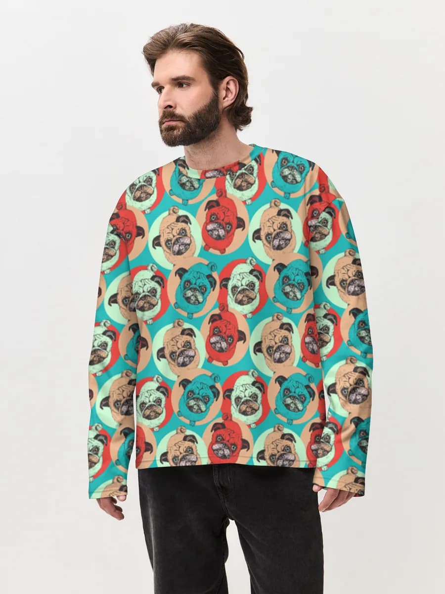 Herren Oversized Baumwoll Langarmshirt